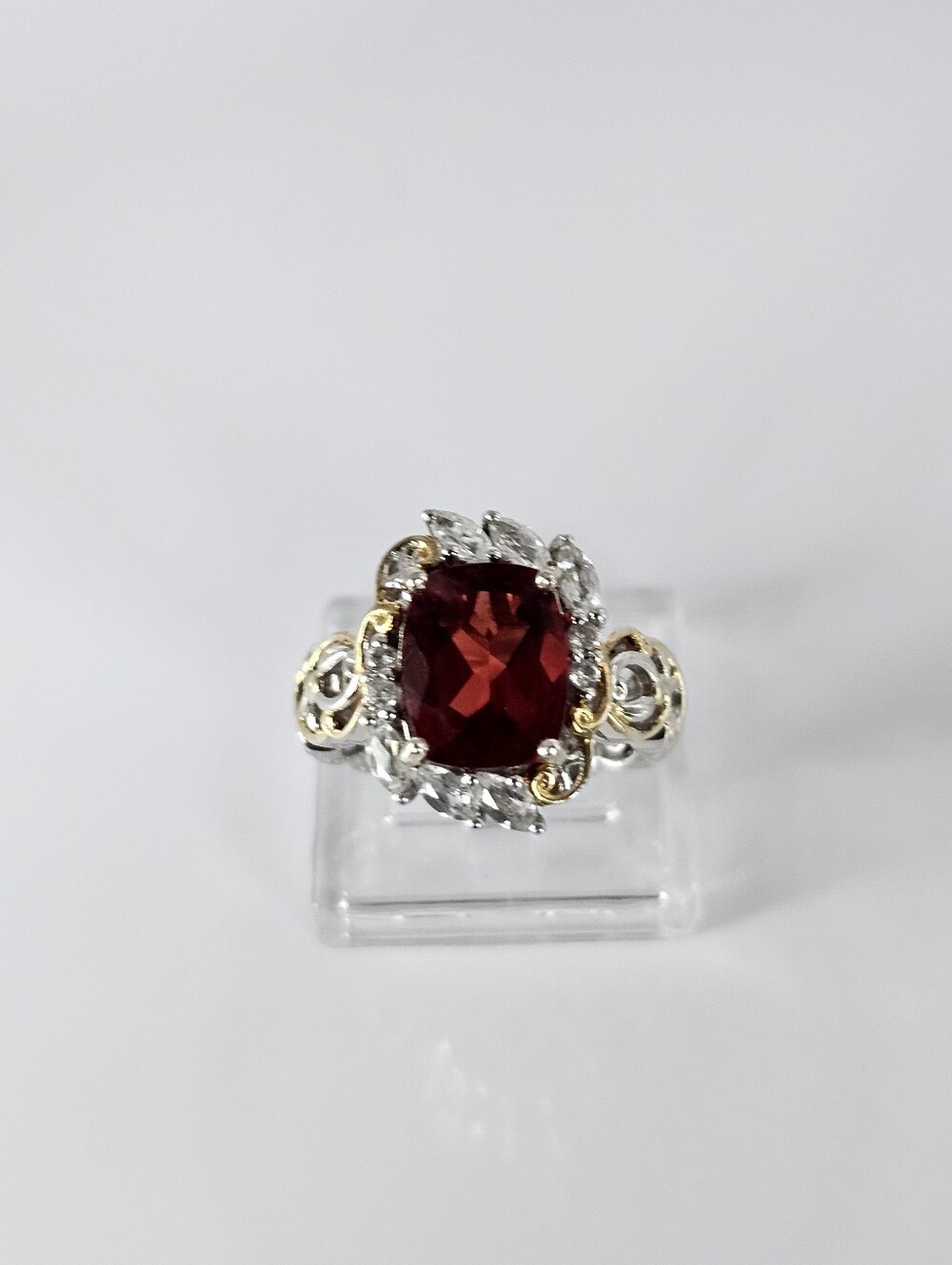 Gems En Vogue Andesine & White Zircon 24K Palladium Sterling Silver Ring Size 5! - Picture 4 of 8